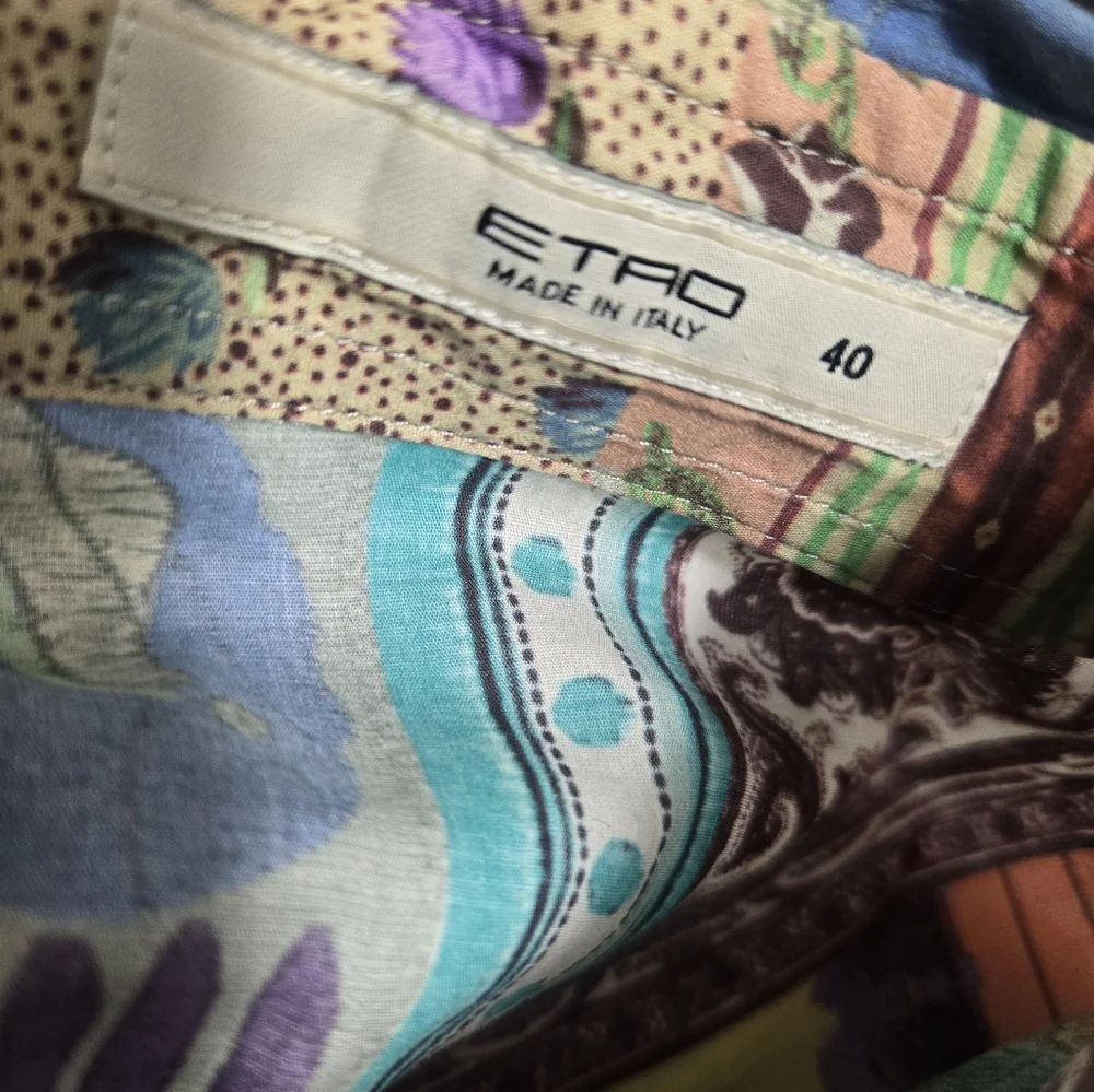 Vintage ETRO Women's 40 Long Sleeve Abstract Floral Button Up Shirt - Picture 4 of 6